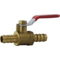 Midland Metal Ball Valve, Lead Free Mini, 38 Nominal, Barb End Style, Brass Body, Import DomesticImport 944134LF